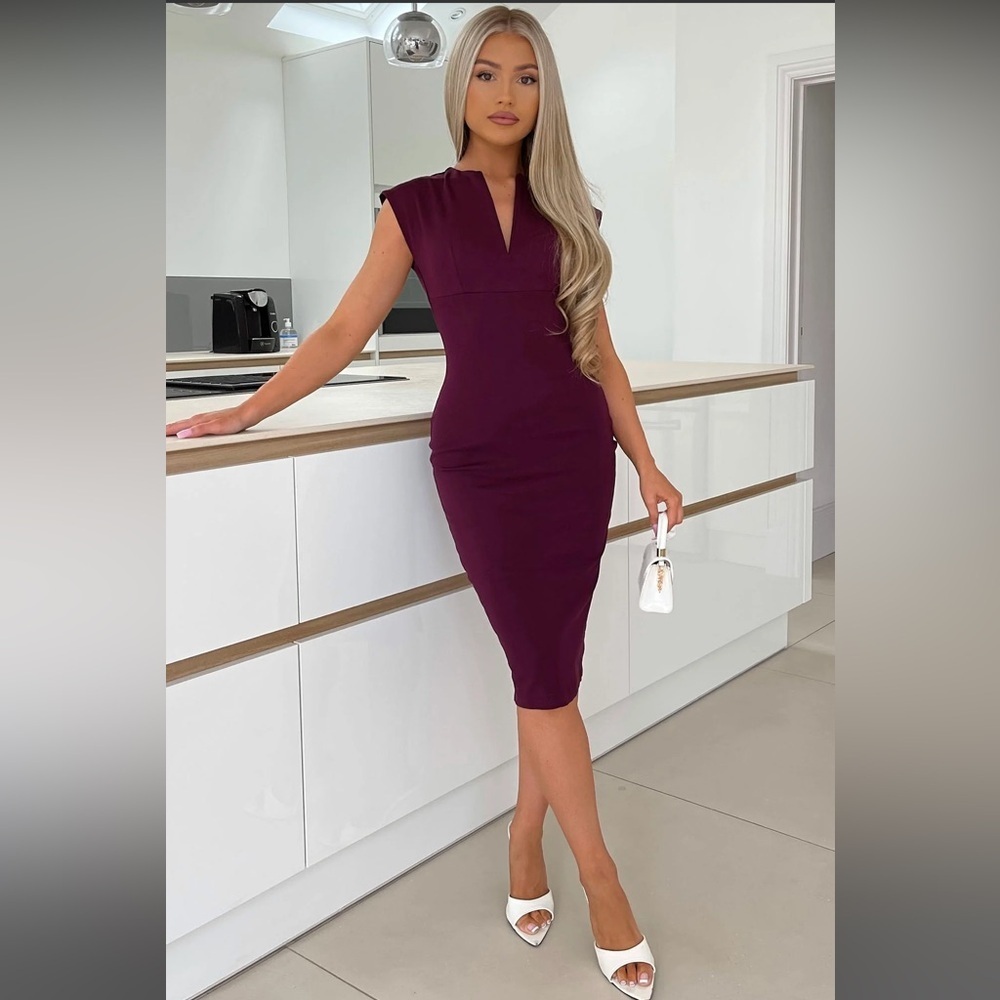 CEO Moves Midi Dress - Eggplant